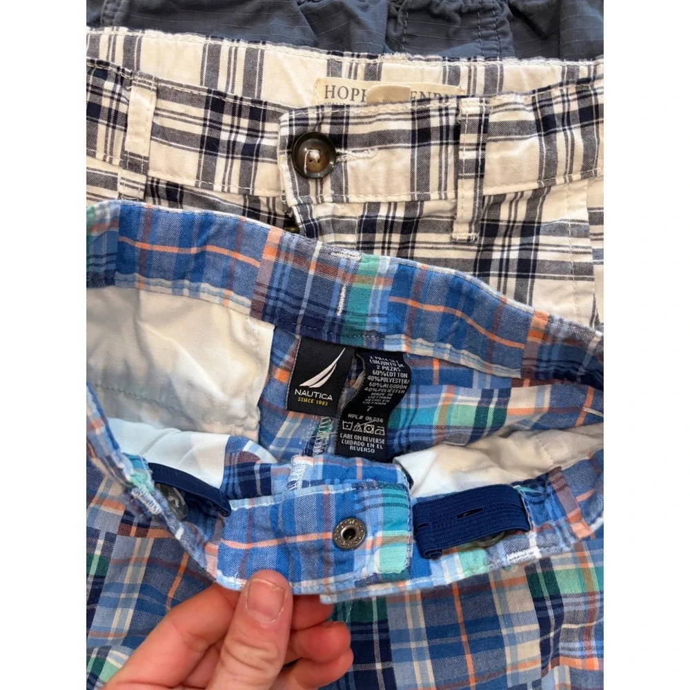 Boys Shorts Bundle Size 7 Nautica Plaid Hope & Henry Tea Collection Cargo 3pk